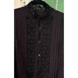 Lace & Pleats Victorian-LIKE Black Blouse Goth